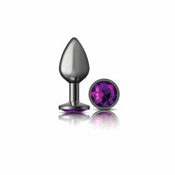 Cheeky Charms Medium Metal Butt Plug - Gunmetal and Deep Purple Boxcover