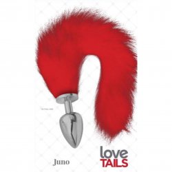 Love Tails: Juno Silver Plug with Long Red Tail - Large Sex Toy Love Tails: Juno Silver Plug with Long Red Tail - Large Sex Toy