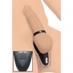 Trinity 4 Men Rechargeable Silicone Cock Ring with Vibrating Taint Stimulator - Black Sex Toy