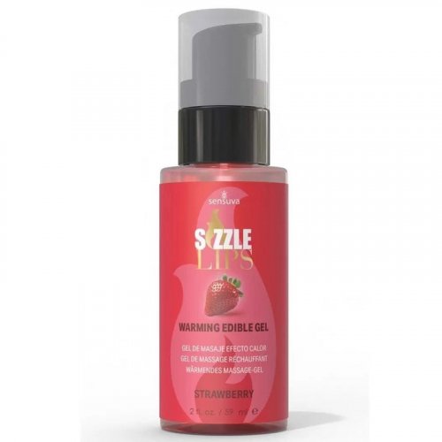 Sensuva Sizzle Lips Strawberry Warming Edible Gel - 2oz