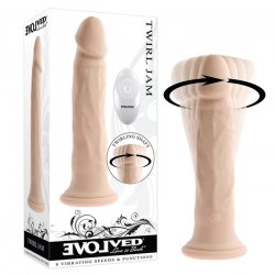 Evolved Twirl Jam Remote Controlled Twirling & Vibrating Dildo - Vanilla Evolved Twirl Jam Remote Controlled Twirling & Vibrating Dildo - Vanilla Boxcover