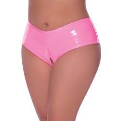 Hard Candy Pink Wet Look Low Rise Split Crotch Boy Short - Queen Size Boxcover