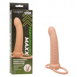Performance Maxx Rechargeable Ribbed Dual Penetrator - Ivory Sex Toy