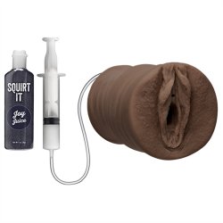 Squirt It: Squirting Pussy Stroker with Joy Juice - Chocolate Squirt It: Squirting Pussy Stroker with Joy Juice - Chocolate Boxcover