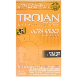 Trojan Ultra Ribbed Lubricant - 12 Pack Sex Toy