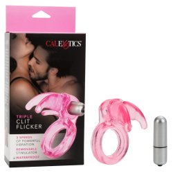 Triple Clit Flicker Vibrating Cock Ring  Sex Toy