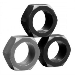 Tom of Finland Hex Nut Cock Ring Set - Set of 3 Sex Toy Tom of Finland Hex Nut Cock Ring Set - Set of 3 Sex Toy