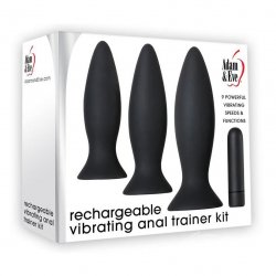 Adam and Eve Rechargeable Vibrating Anal Training Kit - Black Sex Toy Adam and Eve Rechargeable Vibrating Anal Training Kit - Black Sex Toy