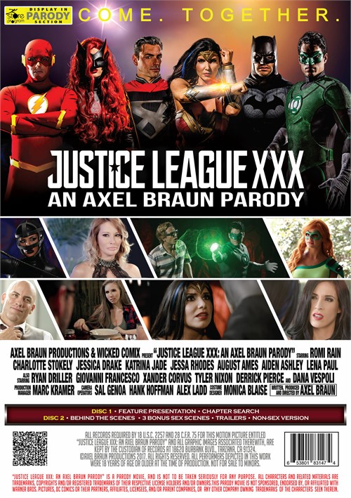 Back cover of Justice League XXX: An Axel Braun Parody