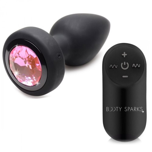 Booty Sparks 28 Function Vibrating Silicone Pink Gem Anal Plug with Remote  - Small | Sex Toys & Adult Novelties @ Porn Video Database