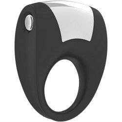 Ovo: B8 Silicone Cock Ring - Black And Chrome Sex Toy Ovo: B8 Silicone Cock Ring - Black And Chrome Sex Toy