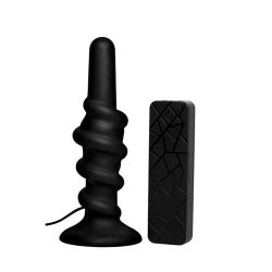 Coiled Silicone Swirl Vibrating Anal Plug with Remote - Black Coiled Silicone Swirl Vibrating Anal Plug with Remote - Black Boxcover