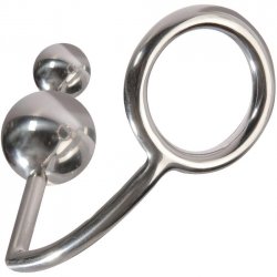 Titus Stainless Steel Cockring & Double Anal Ball - Small Sex Toy Titus Stainless Steel Cockring & Double Anal Ball - Small Sex Toy