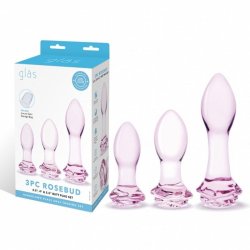 Glas 3 Piece Rosebud Butt Plug Set Sex Toy