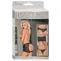 Exposed: Lace & Mesh Panty Pack of 3 - Black - Queen Exposed: Lace & Mesh Panty Pack of 3 - Black - Queen Boxcover