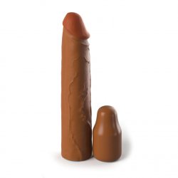 Fantasy X-tensions Elite 8" Silicone Sleeve with 2" Plug - Tan Fantasy X-tensions Elite 8" Silicone Sleeve with 2" Plug - Tan Boxcover