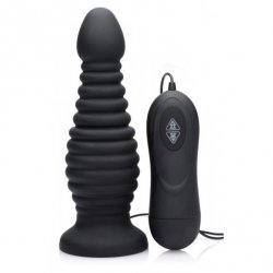 Auto Thruster Vibrating Silicone Anal Plug - Black Auto Thruster Vibrating Silicone Anal Plug - Black Boxcover