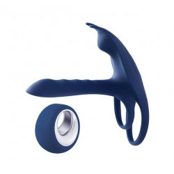 Blue Fox Vibrating Remote Controlled Girth Enhancer Penis Sleeve - Blue Sex Toy