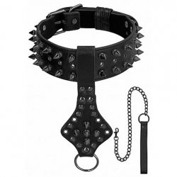 Ouch! Skulls and Bones Deluxe Spiked Collar with Leash - Black Ouch! Skulls and Bones Deluxe Spiked Collar with Leash - Black Boxcover