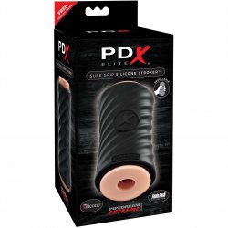 PDX Elite Sure Grip Silicone Stroker - Black Sex Toy PDX Elite Sure Grip Silicone Stroker - Black Sex Toy