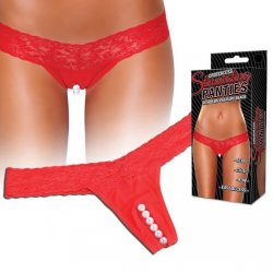 Crotchless Red Stimulating Lace Panties With Pleasure Beads - M/L Crotchless Red Stimulating Lace Panties With Pleasure Beads - M/L Boxcover