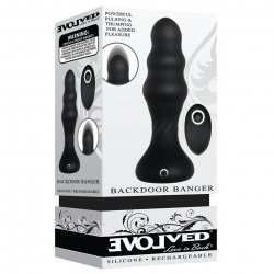 Evolved Backdoor Banger Remote Thrusting Plug - Black Evolved Backdoor Banger Remote Thrusting Plug - Black Boxcover