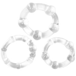 Stay Hard: Beaded Cock Rings - Clear - 3 Pack Boxcover