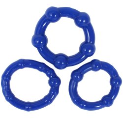 Stay Hard: Beaded Cock Rings - Blue - 3 Pack Sex Toy