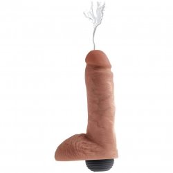 King Cock: 8" Squirting Cock with Balls - Tan Sex Toy