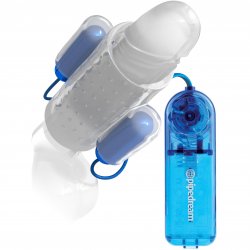 Classix Dual Vibrating Penis Sleeve - Blue & Clear Classix Dual Vibrating Penis Sleeve - Blue & Clear Boxcover