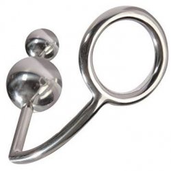 Titus Stainless Steel Cockring & Double Anal Ball - Medium Sex Toy Titus Stainless Steel Cockring & Double Anal Ball - Medium Sex Toy