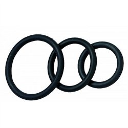 Nitrile Cock Ring Set - 3-Pack - Black Sex Toy