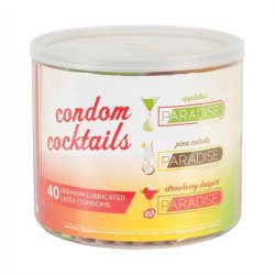 Paradise Cocktails Flavored Condom - Display of 40 Sex Toy Paradise Cocktails Flavored Condom - Display of 40 Sex Toy