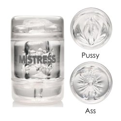 Mistress Double Shot Mini Masturbator Pussy & Ass - Clear Boxcover