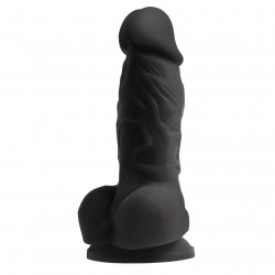 Colours Pleasures 4" Dong w/ Balls & Suction Cup - Black Sex Toy Colours Pleasures 4" Dong w/ Balls & Suction Cup - Black Sex Toy