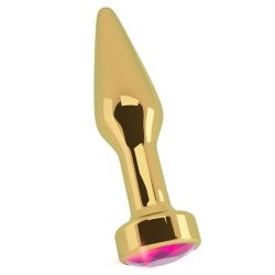 Rich 3.9" Gold Plug with Sparkling Sapphire (R9) - Pink Sex Toy Rich 3.9" Gold Plug with Sparkling Sapphire (R9) - Pink Sex Toy