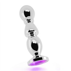 Rich 4.8" Silver Plug with Sparkling Sapphire (R2) - Purple Sex Toy Rich 4.8" Silver Plug with Sparkling Sapphire (R2) - Purple Sex Toy