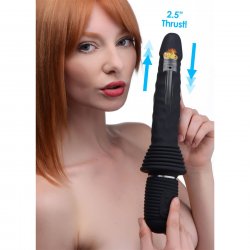 Master Series Vibrating & Thrusting Rechargeable Silicone Dildo - Black Boxcover