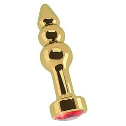 Rich 3.9" Gold Plug with Crystal (R7) - Red Sex Toy Rich 3.9" Gold Plug with Crystal (R7) - Red Sex Toy