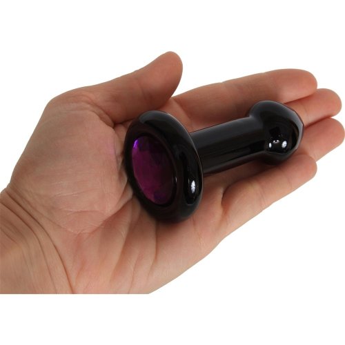 Black Rose Violet Gems Small Glass Butt Plug Sex Toys