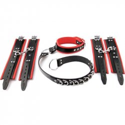 Rouge D Ring Hogtie - Black/Red Sex Toy Rouge D Ring Hogtie - Black/Red Sex Toy