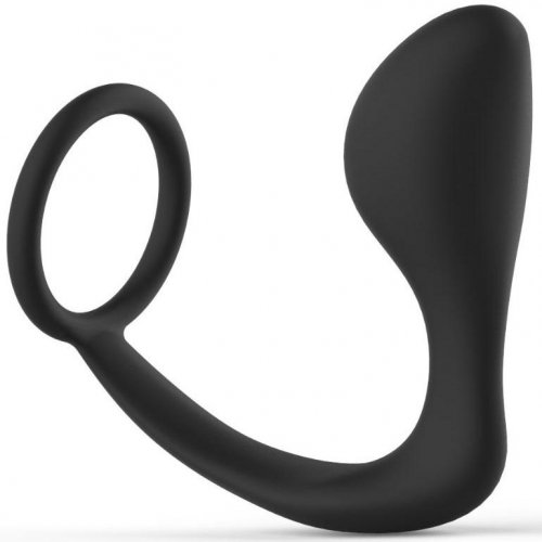 Anal Cock Ring - Anal Tease Silicone Cock Ring and Plug - Black | Sex Toys & Adult Novelties  @ Jules Jordan Store