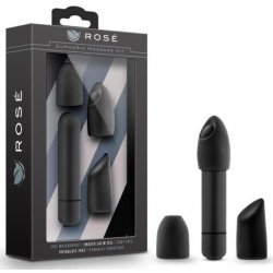 Rose Euphoria Massage Kit Single Speed Bullet Vibrator With Tips - Black Rose Euphoria Massage Kit Single Speed Bullet Vibrator With Tips - Black Boxcover