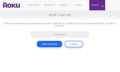 Visit the Roku website to add Whorecraft HD porn to your Roku channel lineup Whorecraft HD Roku Channel Image